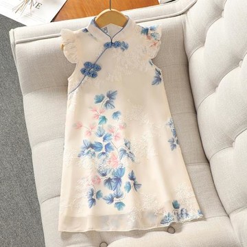 女童旗袍裙子夏季2025新款洋氣兒童中國風唐裝女孩漢服連衣裙夏裝