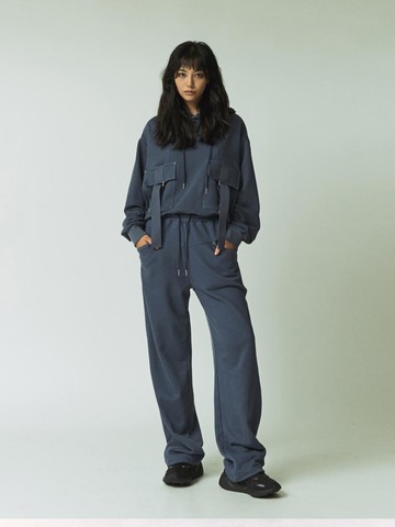 Pigment Washing Wide Jogger - Indigo/Charcoal
