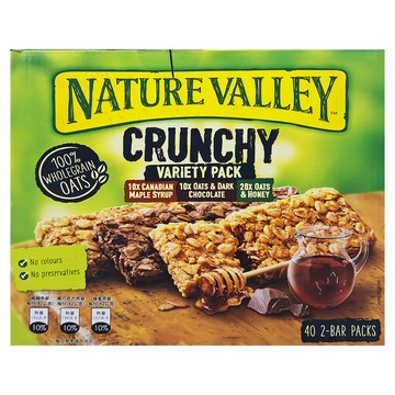 NATURE VALLEY 天然谷 燕麥棒組合包 楓糖燕麥10包 + 黑巧克力燕麥10包 + 蜂蜜燕麥20包  1680g  1盒