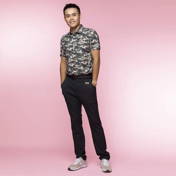 IM8運動時尚高爾夫球服飾 正黑雅緻線型高質感男長褲