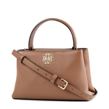 TORY BURCH BRITTEN 荔枝紋雙層置物手提/斜背二用包-焦糖色/迷你