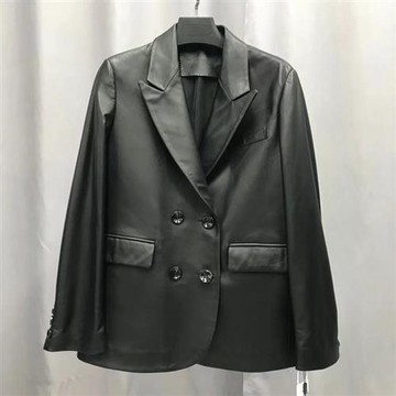 【巴黎精品】現貨+預購 頂級真皮西裝外套真羊皮皮衣秋冬風衣夾克休閒女裝-雙排扣西服女外套2色a1le24