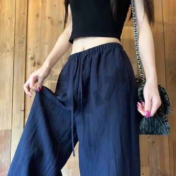 【佈小九】🍅有貨🍅 白色棉麻闊腿褲女夏季薄款高腰寬鬆冰絲小個子休閒慵懶亞麻拖地褲 褲子 闊腿褲 長褲 直筒褲 休閒褲