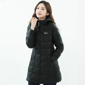 【遊遍天下】女款顯瘦長版防潑水防風保暖羽絨外套GJ22051 / 黑色 ( M-5L 大尺碼 )