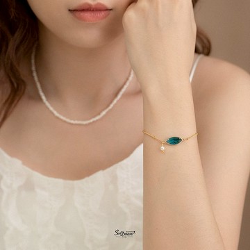 繽紛夏日珍珠手鍊-藍