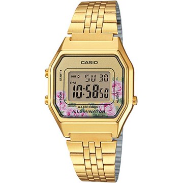 【CASIO 卡西歐】金色潮流 電子錶 氣質玫瑰 不鏽鋼錶帶 生活防水 (LA680WGA-4C)