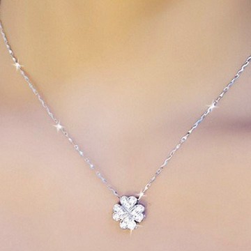 隔日到貨 天使的祝福 四葉 幸運草 項鏈 奧地利水晶 S925銀 項鍊 不退色 N36