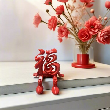 🔥桃園出貨🔥二代馬上有福3d字2026新年裝飾創意氛圍電視電腦開關桌面擺件福字