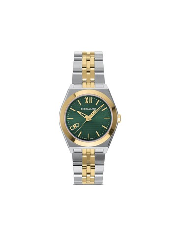 Ferragamo - Vega 28mm - women - stainless steel/Sapphire Crystal/Yellow Gold Plated Stainless Steel - One Size - Green