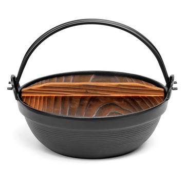 岩鑄 南部鐵器 深型鐵鍋21cm 附木蓋 IH對應 日本製