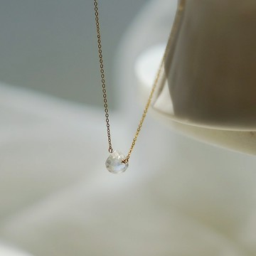 天然切角白水晶項鍊 抗過敏鍍金醫療鋼 可配戴洗澡