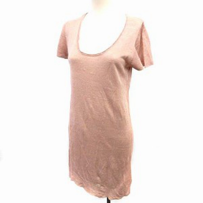 中古 アンシャントマン Enchantement ワンピース カットソー 半袖 麻 リネン ニット 40 ピンクベージュ G 通販 Lineポイント最大1 0 Get Lineショッピング