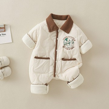 嬰兒秋冬季夾棉連體衣加厚保暖男女寶寶超萌可愛深秋加厚外出爬服鑫弘-萌寶童裝可開發票