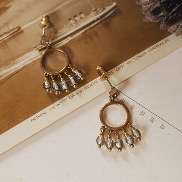 簡約鋯石圓圈小流蘇 晶灰