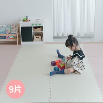 Pato.Pato - EVA巧拼地墊-莫蘭迪雙色雙面居家地墊-寧靜米&高雅粉-9片（附贈邊條x18)
