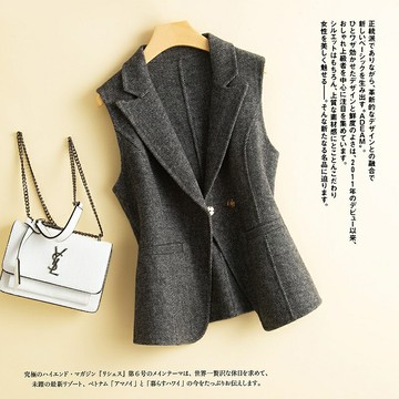 【巴黎精品】現貨+預購 真 100%羊毛外套 毛呢背心-保暖短版西裝領修身馬甲女外套5色p1ag69