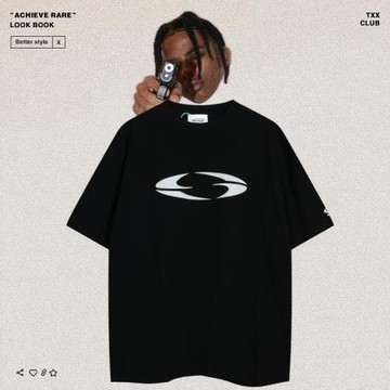 GRAILZ極簡環形字母印花小眾潮牌高街VIBE風男女寬松休閑短袖T恤