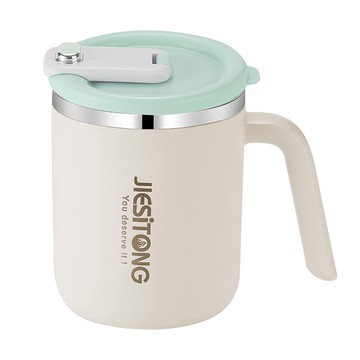 JIESiTONG 杰思通 304不銹鋼雙層馬克杯 450ml  綠色  1個