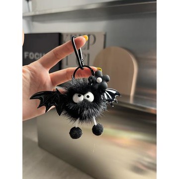 可愛萌趣萬圣節水貂毛小惡魔包掛件ins毛絨毛球精靈車鑰匙扣掛飾