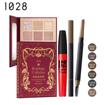 1028 眼妝全配組（1028 超級大眼放大鏡睫毛膏EX版＋我型我塑持色眉筆EX＋收藏家限量眼彩盤 洛可可粉）
