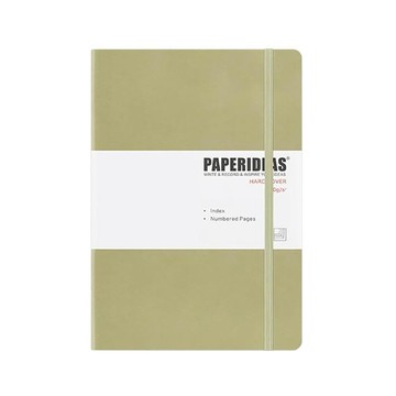 PAPERIDEAS 硬皮筆記本 188頁 172x246毫米 索引頁  橫線山梔茶  1本