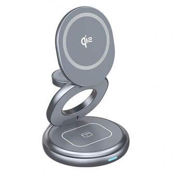 Timo Qi2 15W 三合一旋轉折疊無線充電器  石墨灰  1個