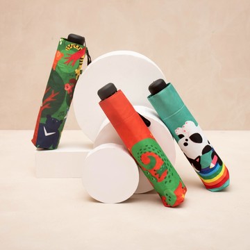 【富雨洋傘】溫皮聯名｜可愛動物撥水手動折傘_晴雨兩用(M22-3)