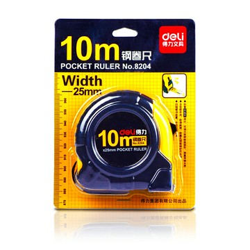 得力8204鋼卷尺10米便攜多功能木工加厚工具不銹鋼卷尺雙面耐磨家用木工鋼卷尺高精度測量鋼卷尺子批發