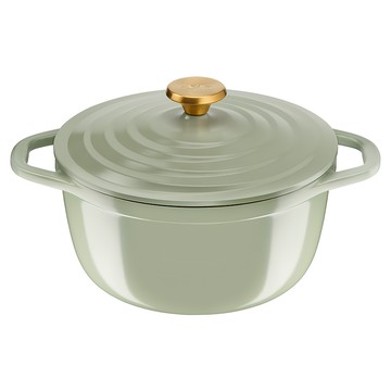 特福 IH電磁爐適用陶瓷空氣鑄鐵雙耳鍋  24cm  梨綠色  1個