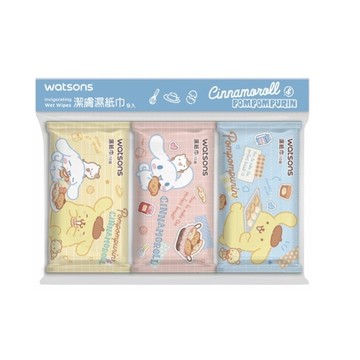 屈臣氏潔膚柔濕巾10抽9入(布丁狗與大耳狗)