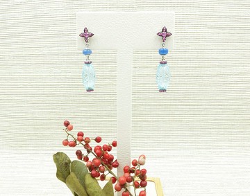 切割拓帕石垂墜耳環