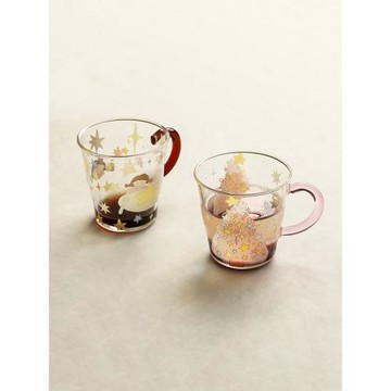 藍蓮花水杯玻璃高硼硅杯子耐高溫女喝水高顏值馬克茶杯帶把手家用