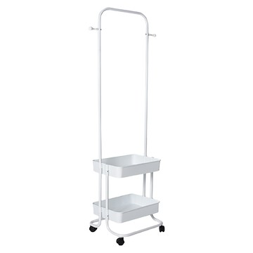 Life 日式簡約多功能移動式雙層落地衣帽架  60cm x 30cm x 145cm  鋼琴白