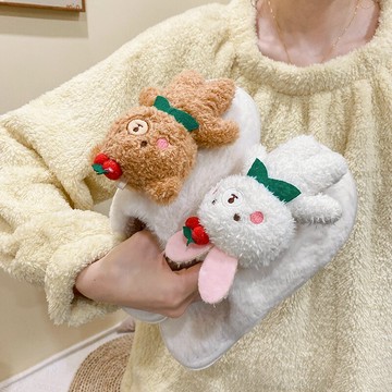 卡通萌系小熊家居女棉拖空調拖鞋2021秋冬孕婦月子蘿莉地板包頭拖