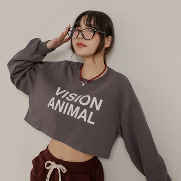 英文短版寬T-灰【KT224100】