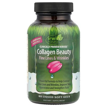 Irwin Naturals, 膠原蛋白美容，經醫級證明的Verisol，80粒液體軟膠囊