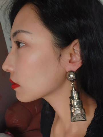 Vintage 異形掃肩 大耳夾