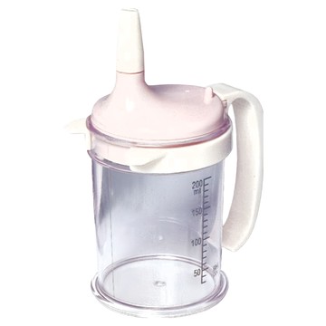 吸嘴先生 吸嘴杯套裝 200ml 耐熱材質杯子  有刻度 白色 + 透明色  1組