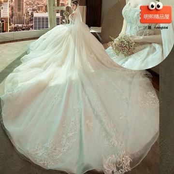 【夢幻拖尾】新娘婚紗 大碼婚紗 赫本風婚紗 公主婚紗 抹胸婚紗 長拖尾婚紗 簡約設計 超仙顯瘦 2025新款 定製婚禮主紗