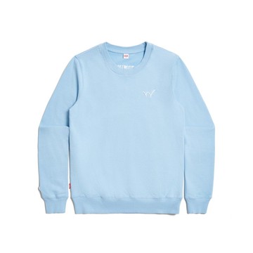 EDWIN 小W刺繡印花厚長袖T恤-女款 (淺藍色) #上衣