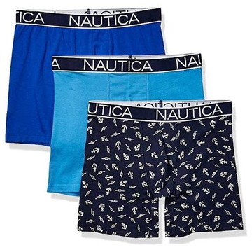 NAUTICA  2020男經典彈力棉藍色系四角修飾內著混搭3件組