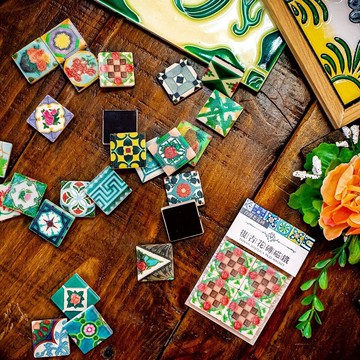 復古花磚磁鐵 台灣老花磚 迷你花磚 冰箱貼 4入一款一組 捧在手心細細呵護1920-1940年間的臺灣記憶 TR台灣鐵道