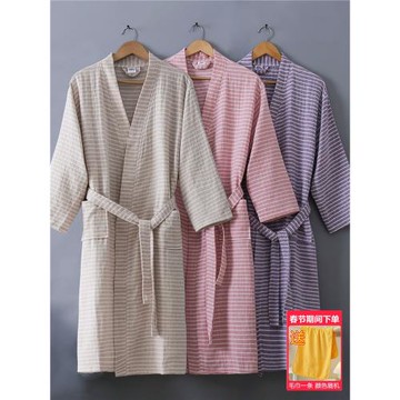 純棉紗布浴袍成人男士全棉睡袍女吸水速干可穿式浴巾大人毛巾浴衣