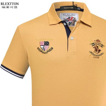 卡其色短袖休閑T恤男裝翻領POLO衫珠地網眼保羅寬松大碼上衣t夏季