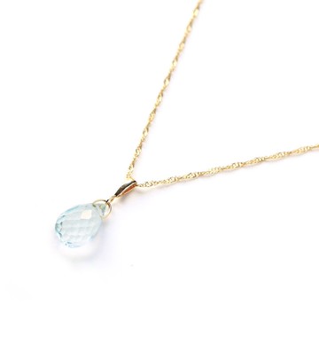 3月誕生石 K10 海藍寶石 (水滴切割) 項鍊墜飾 ~BOURGEON~ (可加購鍊子組合)