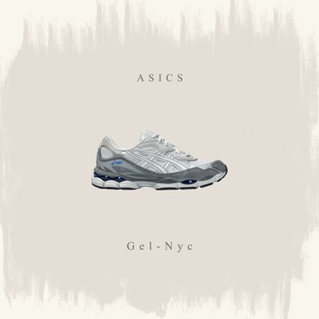 ASICS GEL-NYC 灰色 藍字刺繡 運動 休閒鞋 亞瑟士 1203A383-025