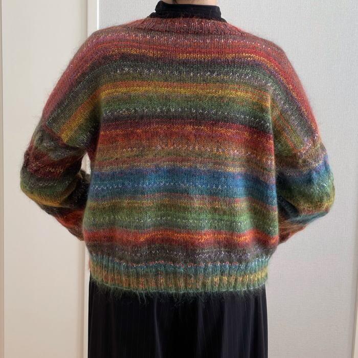 オパール毛糸と段染めモヘアで編むなわ編み模様のまっすぐセーター Opal毛糸 opal毛糸 セット 人気キット