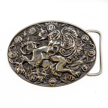 Leo soild 德國銀皮帶扣，生肖獅子標誌鎳銀腰帶