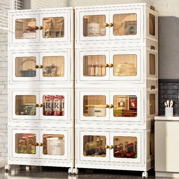 收納櫃 折疊收納箱 收納箱 收納櫃 折疊箱 折疊收納置物柜 多層家用衣服玩具零食雙開門儲物柜靠墻收納整理箱