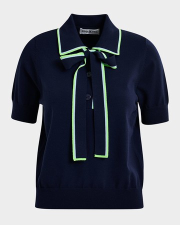 Hight Polo with Self-Tie Fabric Scarf